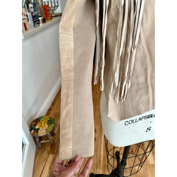 River Island  NWT - Women's Fringe Tan Leather Jacket - Picture 3 of 6